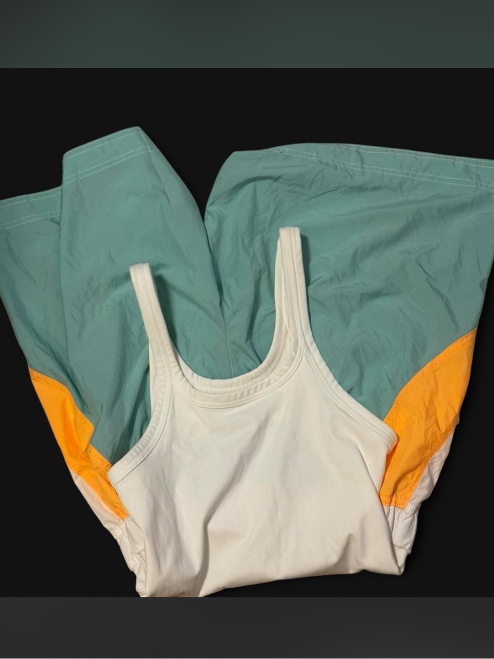 FP Movement by Free People Colorblock Jumpsuit in Teal, White & Orange